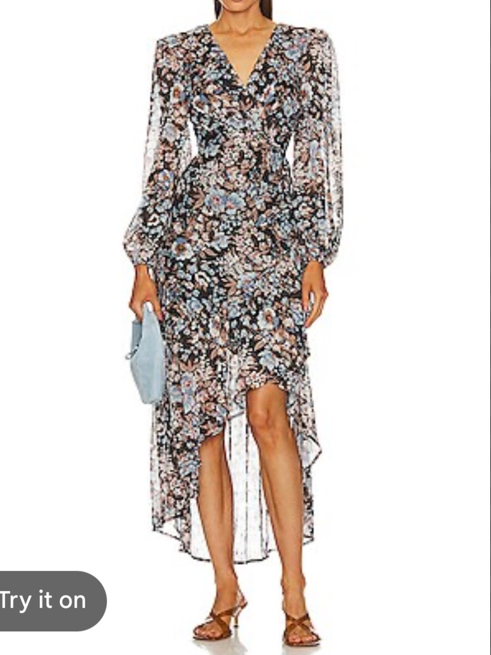 Revolve ASTR The Label Nalani Dress
Black and Blue Floral Ruffled